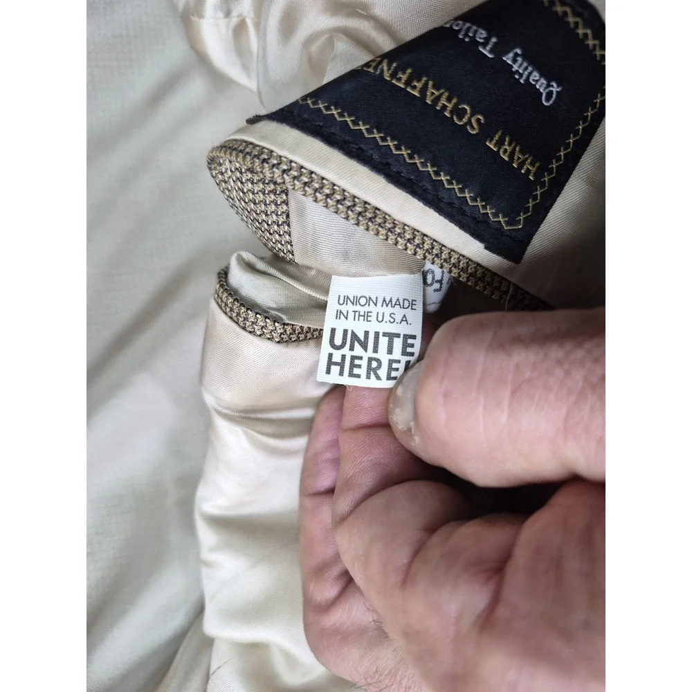 Hart Schaffner Marx Mens Wool Sports Coat 40L Gold Made in USA 3 Button Jacket